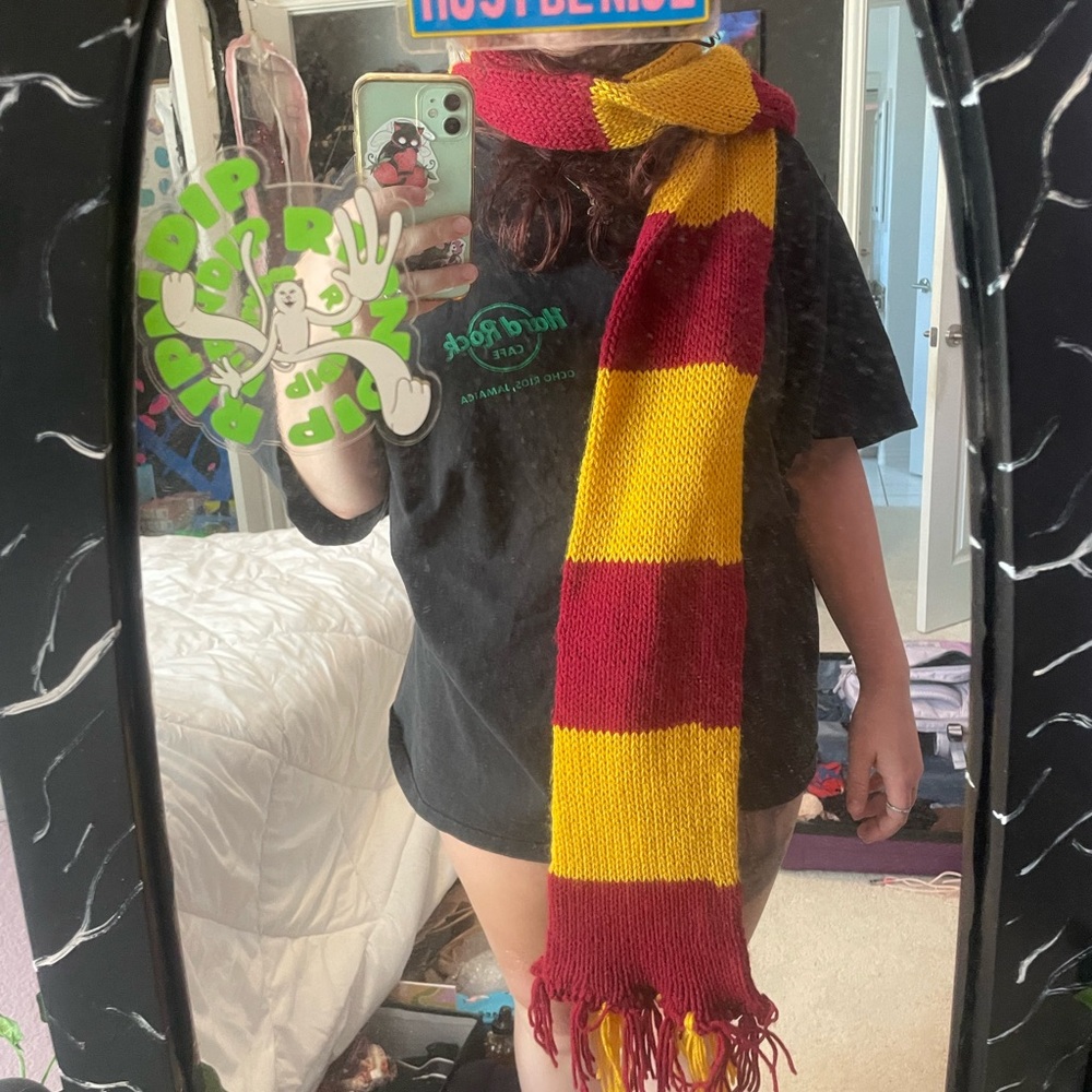 red and yellow scarf